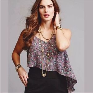 𝅺cabi Crochet Floral Lavender Scrollwork Camo Tank